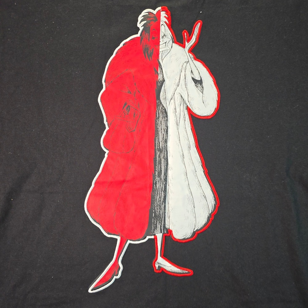 Disney Villains T Shirt Mens M Black Cruella de Vil Graphic Chenille Streetwear - Picture 9 of 12